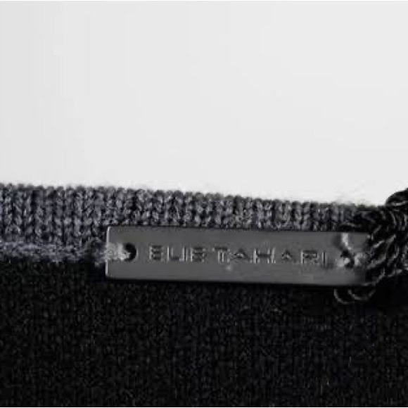 Elie Tahari Caroline Short Sleeve Wool Sweater Dress Charcoal‎ Black - Picture 3 of 8